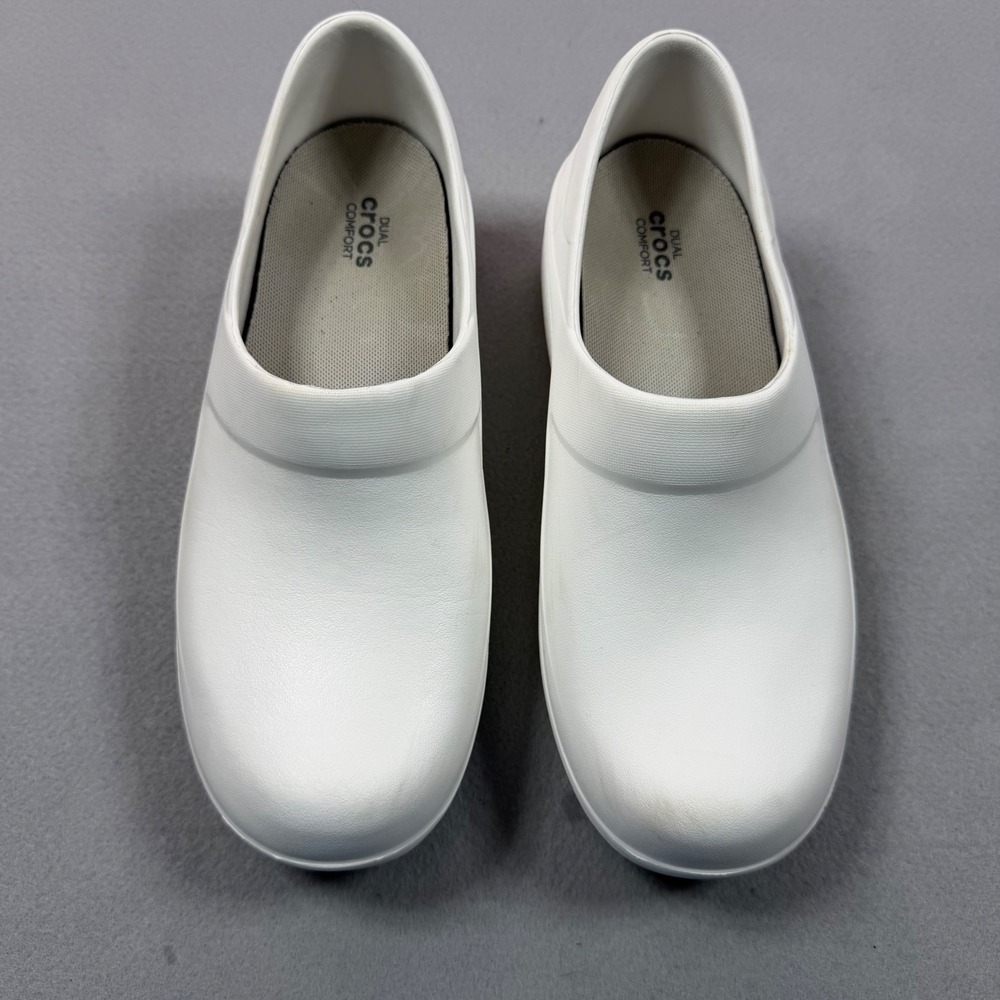 Crocs Neria Pro II Work Clogs White Slip Resistant Shoes Womens 9 205384